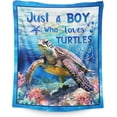thumbnail image 1 of Kids Blanket Gift - 80 x 60 Inches Fashion Sea Turtle Throw Blanket for Adults, Men - Dark Blue Cozy, Warm & Fuzzy Blanket for Bed, Living Room, 1 of 6