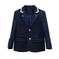 thumbnail image 1 of Kids Blazer Long Sleeve Lapel V Neck Single Breasted Jackets Preppy Style Casual Trendy Outwear With Pockets (11-12 Years, Navy-C), 1 of 6