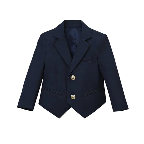 Kids Blazer for Boys Girls Formal Suit Jackets Button Up Long Sleeve School Uniform Coat 2-12 Years (11-12 Years, Navy)