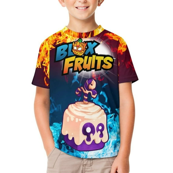 Kids Blox Fruit T-Shirts, Youth DoughFruit T-Shirts, Casual Crew Neck Shirts for Boys Girls, Fashion 3D Print Short Sleeve Tee
