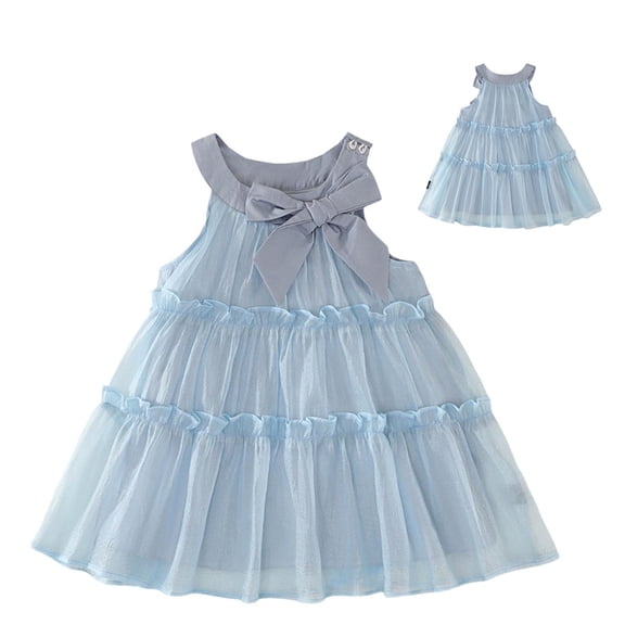 Kids Blue Dress for Girls Ruffle Sleeveless Kids Formal Dresses for Girls Party Dresses for Girls Little Girl Dresses 4T
