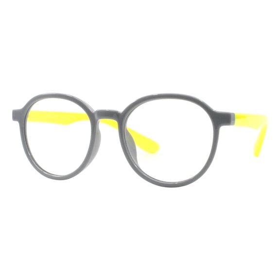 Kids Blue Light Blocker Glasses Soft Flexible Panto Frame Girls Boys Grey Yellow