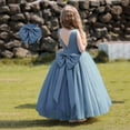 thumbnail image 1 of Kids BlueDress Girls Ruffle Sleeveless Baby Girl Tulle Dress Dresses for Girls Kids Dress 5-6 year, 1 of 6