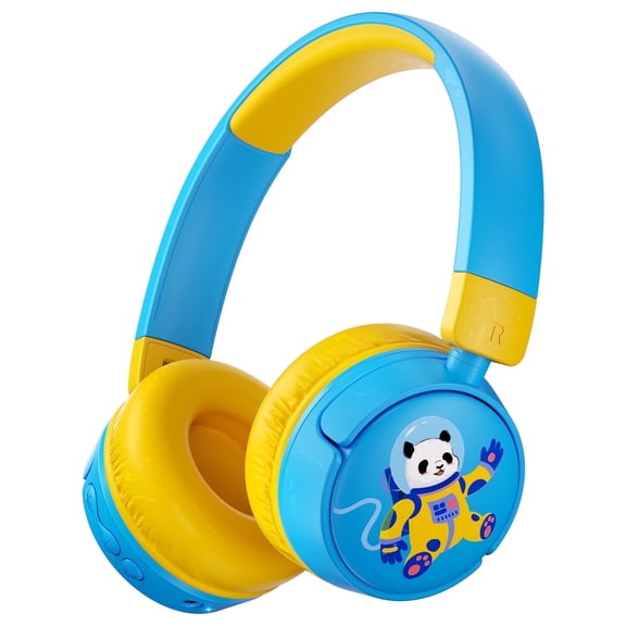 Boebvny Kids Headphones Bluetooth, Wireless Headphones for Kids, 85/95dB Volume Limit, 50H Playtime, Built-in Mic, USB-C, Bluetooth 6.0, Bear Headphones for Boys, Blue