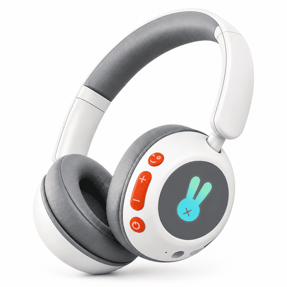 Geryst Kids Bluetooth Headphones, Bluetooth 6.0 Wireless & Wired Headset with LED Lights, 74/84/95dB Volume Limiter, Over-Ear Headphones for Boys Girls, School, Travel and Tablet, grey