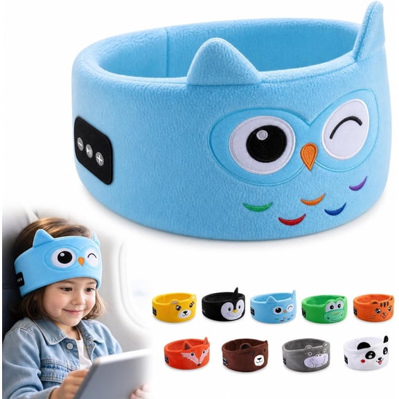 Kids Bluetooth Headphones White Panda, Sleep Headphones Wireless Bluetooth Headband, Kids Wireless & Wired Earphones with Volume Limiting Travel Bag