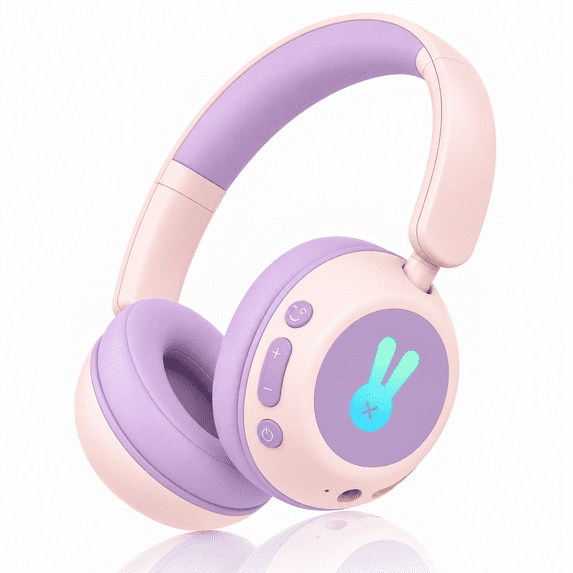 Geryst Kids Bluetooth Headphones, Bluetooth 6.0 Wireless & Wired Headset with LED Lights, 74/84/95dB Volume Limiter, Over-Ear Headphones for Boys Girls, School, Travel and Tablet, Blue