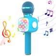thumbnail image 1 of Kids Bluetooth Microphone, Wireless Karaoke Microphone with Flashing Light, Handheld Mic Speaker Singing Toy for Kids Adults, Blue, 1 of 8