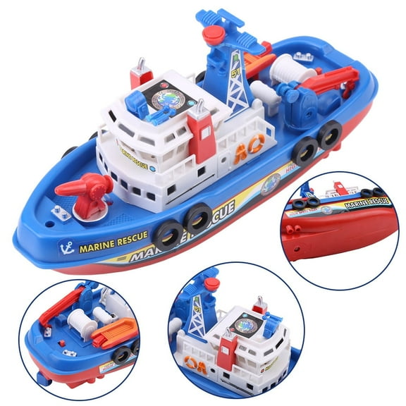 Kids Boat Toy Light Water Spraying Marine Fireboat Model Education Toy with Sound & Flash Light