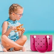 SEBULUBE Kids Boggi Rubber Tote Beach Bag Small Beach Bag Outdoor Tote Bag Waterproof Washable Tote Bag Portable Travel Bag Open Handbag Daily for Beach, Pool Boat, Groceries, Sports 11*8.6in