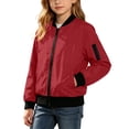 thumbnail image 1 of Kids Bomber Jacket, Full‑Zip Waterproof Windproof Outerwear, Lightweight Coat for Boys Girls Outdoor Rainy Daily Wear Red 11T, 1 of 9