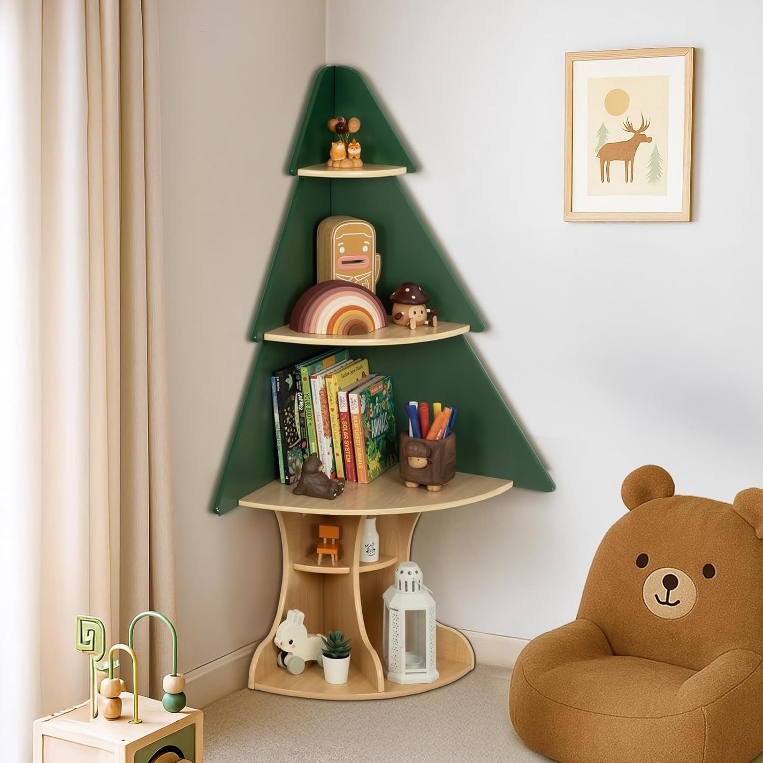 OOOK Kids Book Shelf Tree Bookshelf for Kids, Corner Bookshelf