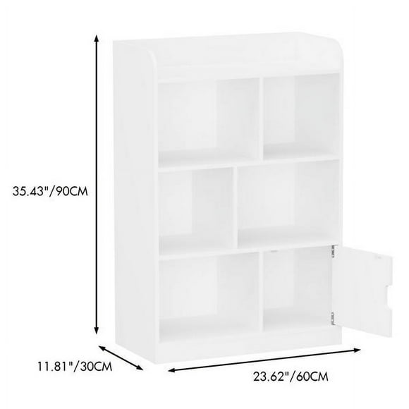 Kids Bookcase, Bookshelf with 6 Compartments, Shelves and Cube Organizer, for Bedroom Living Room Office Closet School in White