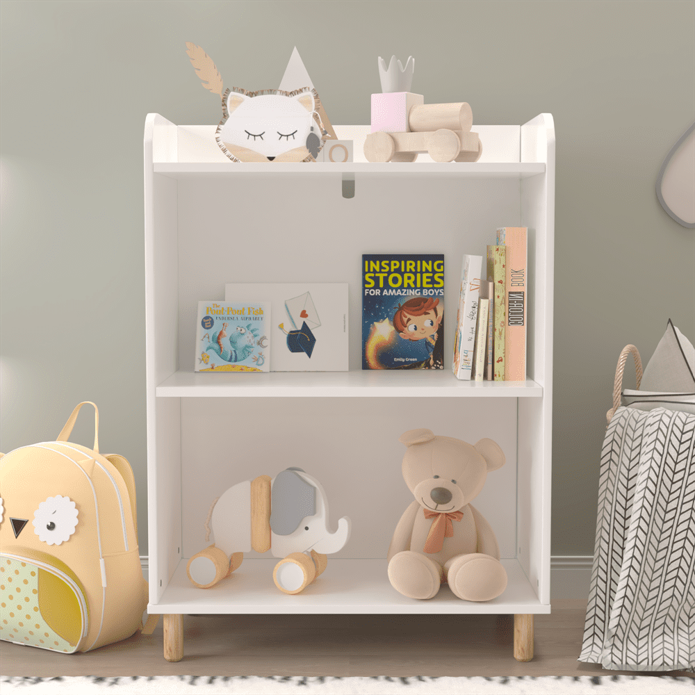 Kids Bookshelf 3 Tier Children s Book Display Toy Storage Cabinet Organizer Bookcase for Kid s Room Playroom Nursery and Kindergarten White Walmart Business Supplies
