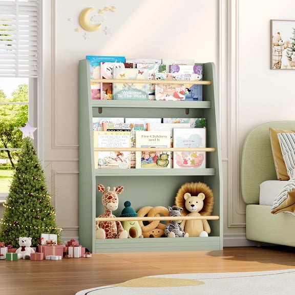 Kids Bookshelf, 3-Tier Montessori Book Shelf Organizer for Books and Toys, Toddler Bookshelf for Bedroom, Living Room, Playroom, Classroom, Nursery