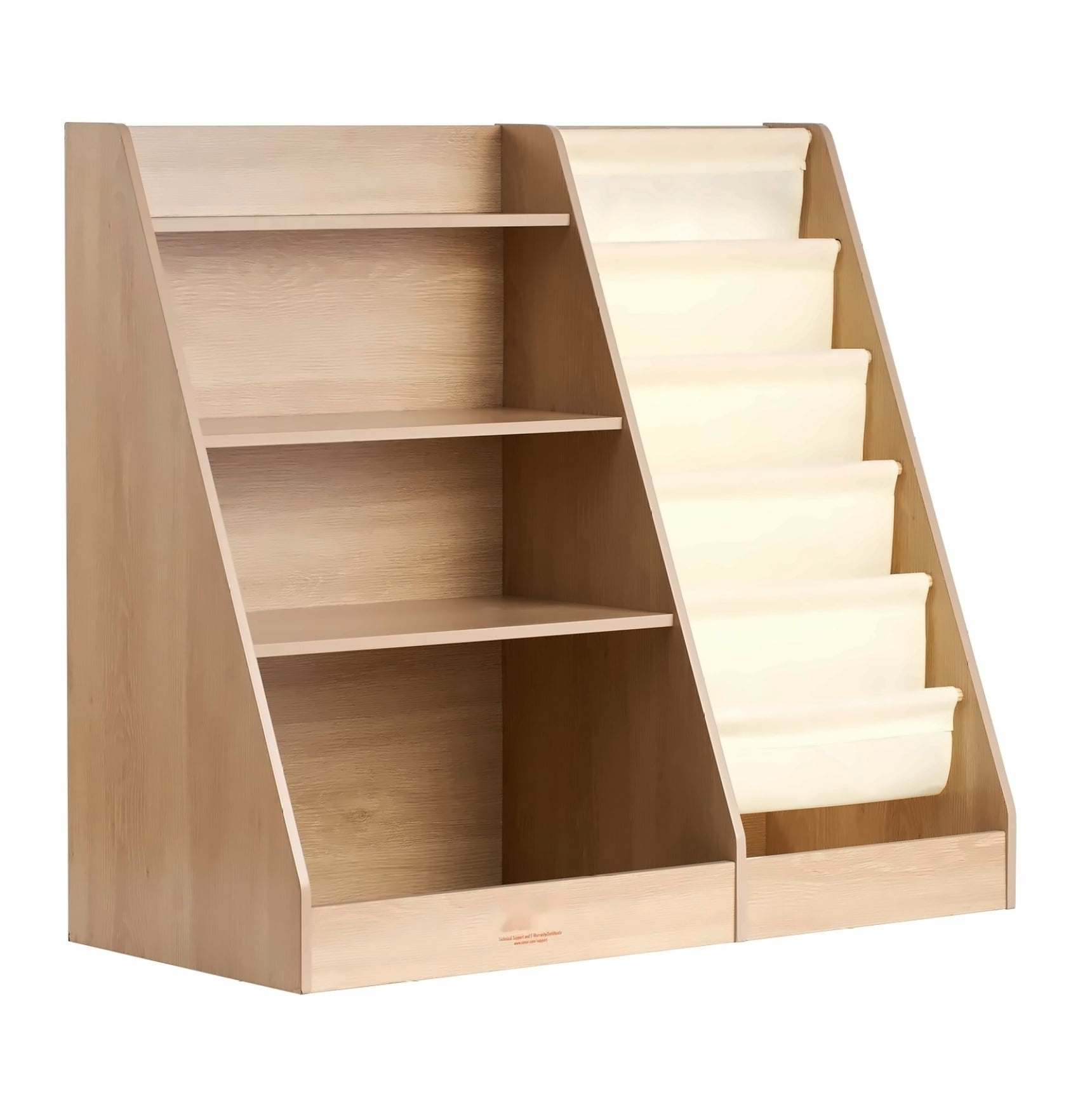 Kids Bookshelf 4-Tier, Wooden Toy Storage Organizer for Toddler Books ...