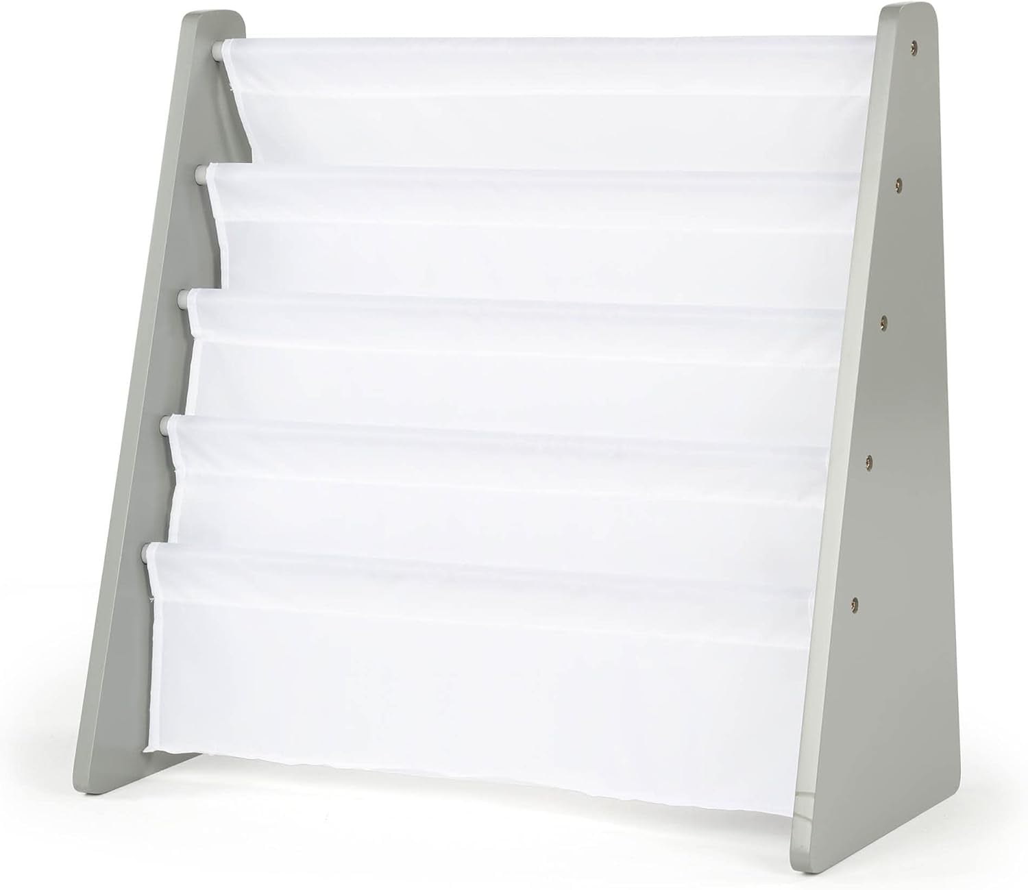 Gray and White Kids 4-Tier Fabric Book Rack