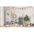 thumbnail image 1 of Kids Bookshelf 44.1in Width Toy Storage Organizer with Reading Nook White Bookcase Seat Cushion Wooden 6-Cubby Storage Bench 2 Drawers Toddler Cabinet Shelf for Kids Room, Playroom, 1 of 9