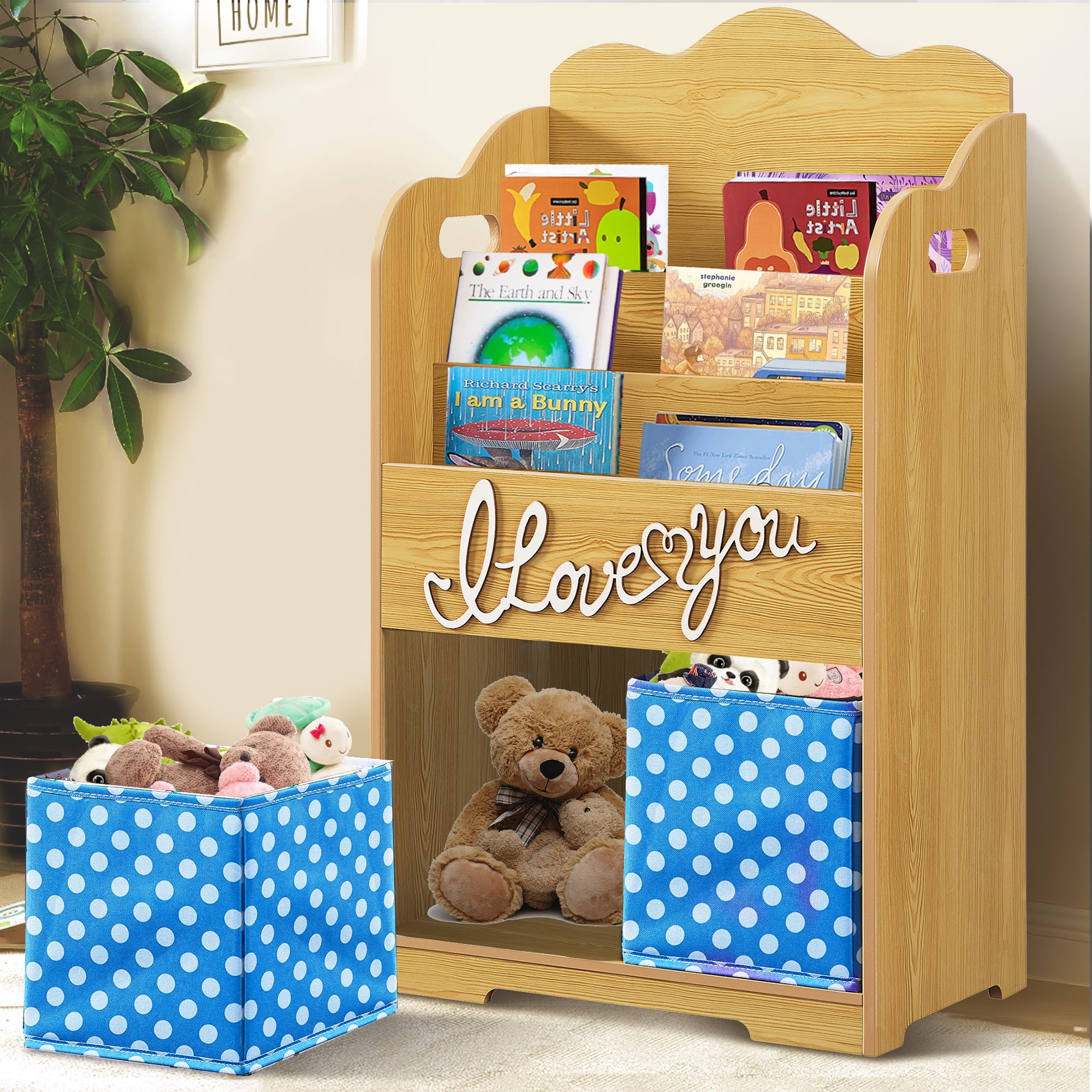 Kids Bookshelf And Toy Storage Organizer, Small Toddler Book Shelf with
