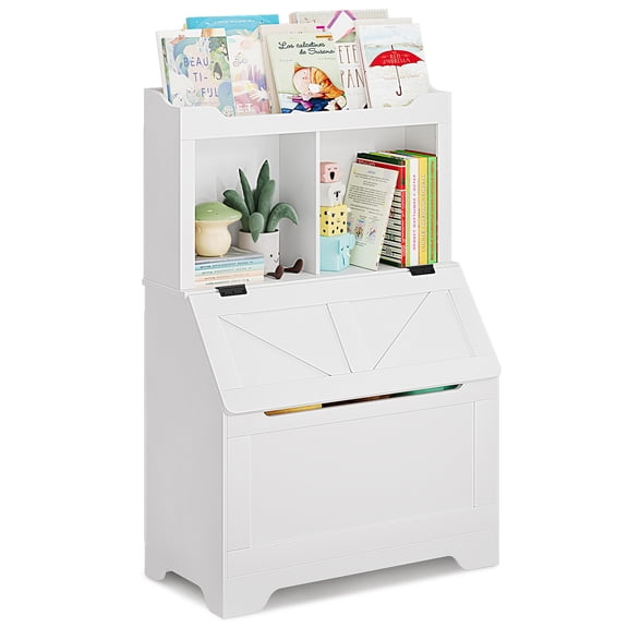 Kids Bookshelf&Bookcase,47.8 Inch Toy Storage Organizer with Flip-Top Lid,Kids Reading Nook Toy Organizers and Storage for Playroom, Bedroom, Nursery, and Kindergarten