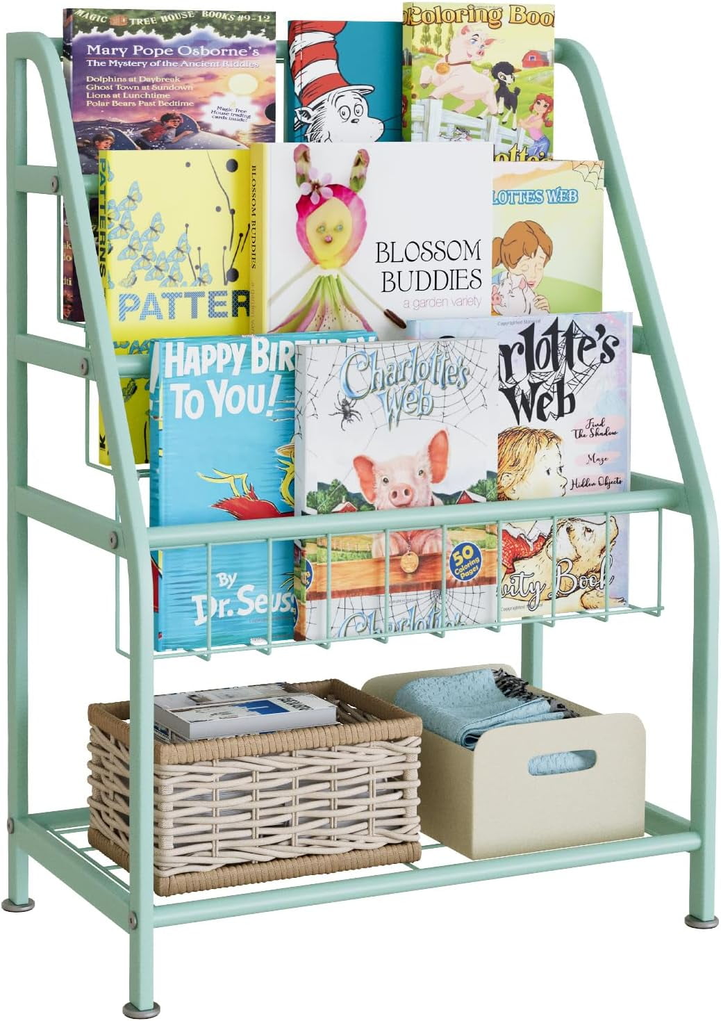 Kids Bookshelf Freestanding Small Bookcase Organizer for Children Room