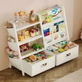 thumbnail image 1 of Kids Bookshelf and Toy Storage Organizer, 3 Tier Kids Bookcase, Sling Bookshelf and 2 Toy Bins with Toy Storage Organizer for Children Room, Playroom, Nursery, White, 1 of 9