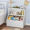 thumbnail image 1 of Kids Bookshelf and Toy Storage Organizer with Anti-Tipping Device, 32" Tall Bookcase Cabinet, Waterproof Kids Cubbies for Nursery, Playroom, Bedroom, Classroom, Daycare, Vintage White, 1 of 7