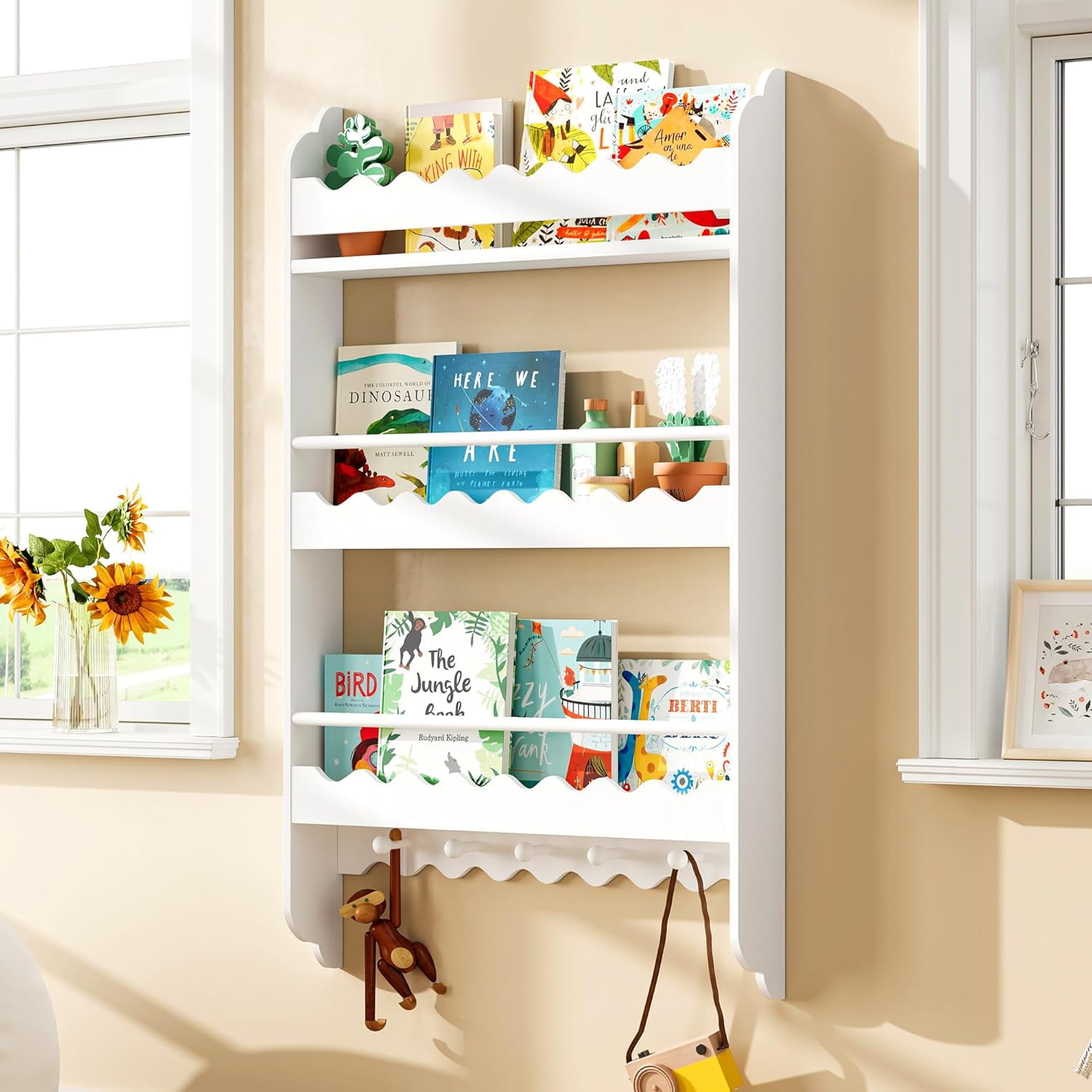 Kids Bookshelf, Wall Mounted 3-Tier Book Shelf, Kids Bookshelf and Toy ...