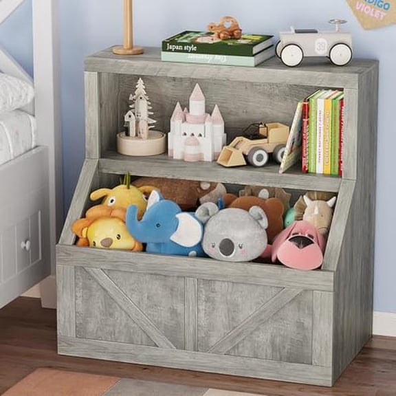 Kids Bookshelf, Wooden Toy Storage Organizer with Cubby, Toddler Bookcases Fit for Playroom, Children's Room, Bedroom, Nursery School