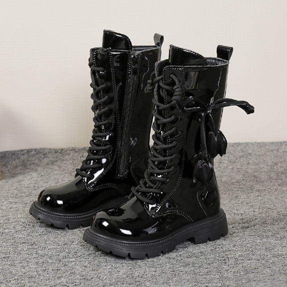 Kids Boots,Children Casual Shoes Fashion Autumn for Girls Flat Bottom Comfortable Boots for Daily,Girls Boots Size 13,05 Black,9-9.5 Years