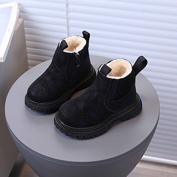 Kids Boots,Winter Girls Boots Soft Sole Fashionable English Style for Kids Casual Booties for Outdoor Activities,Boys Snow Boots,03 Black,2.5-3 Years