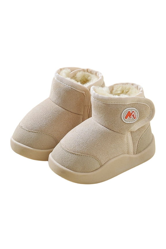 Kids Boots Winter Girls Cozy Lined Boots Solid Color Non Outdoor Cold Weather Footwear Soft Toddler Youth Children Shoes Winter Boots for Toddler Girls Beige 3 Years-3.5 Years