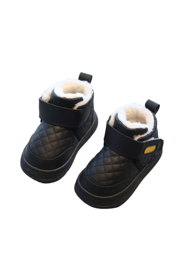 Kids Boots Winter Girls Water Resistant Thermal Insulated Ankle Booties Solid Color Short Boots Outdoor Play Footwear for Toddler Kids Cold Weather Boots for Toddler Girl Black 12 Months-18 Months