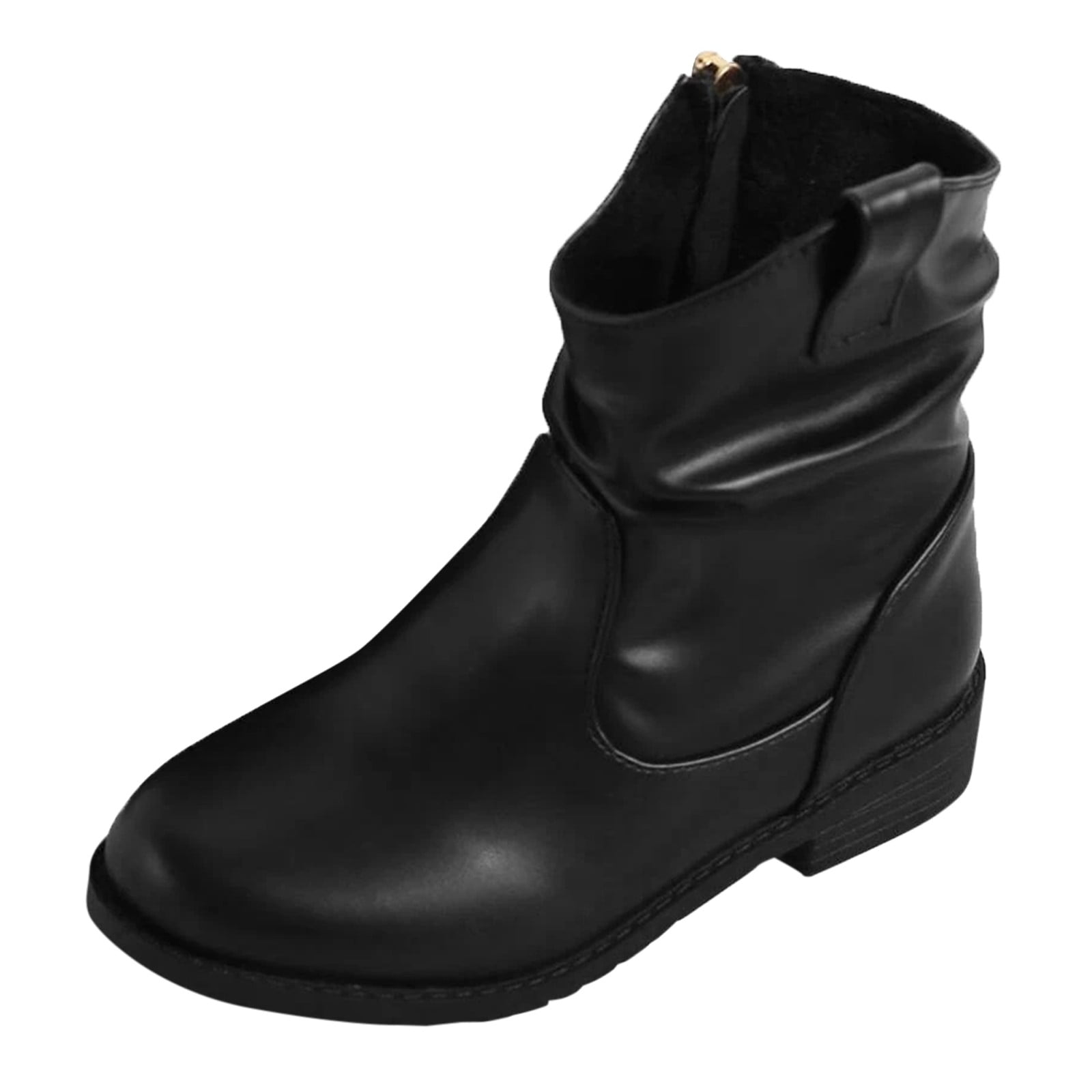 Kids Boots with Heels Girls Zip Side Slouchy Boots Western Boots Kids