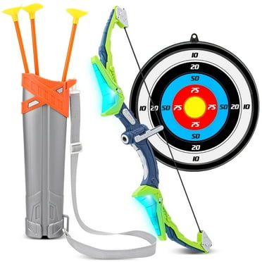Kids Bow And Arrow Sport Toys For Boys Girls With Led Light Toddler Archery Set With 3 Suction Cup Arrows, 1 Quiver And 1 Target,Toy Gift For Birthday, Christmas, Party