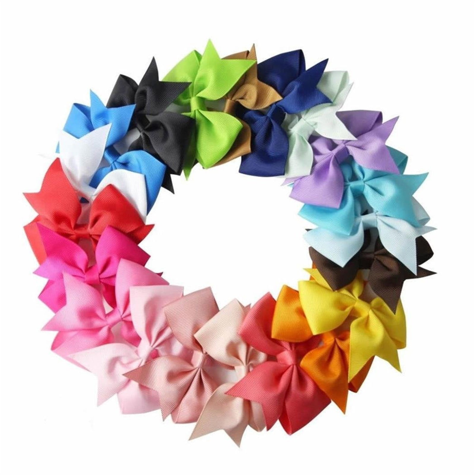 Kids Bow Hair Clip Headband Baby Girls Solid Color Ribbed Ribbon Hair