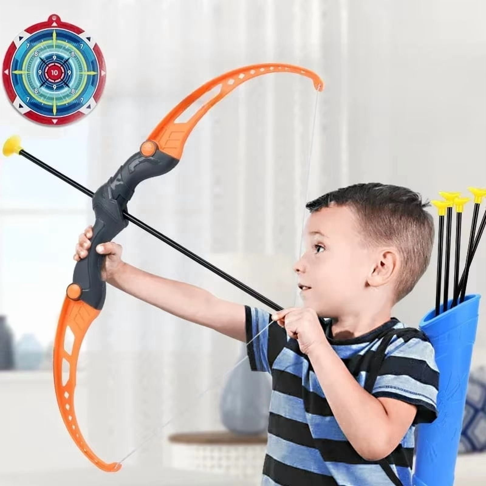 Kids Bow and Arrow Set Outdoor Archery Toy with Suction Cup Arrows – Safe Shooting Game for Ages 4-12 & Family Fun(ORANGE)
