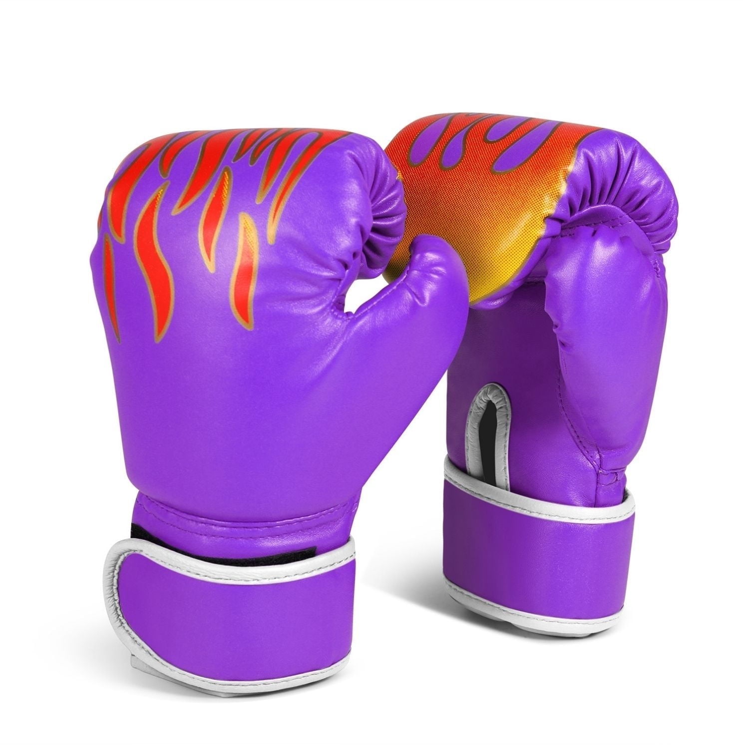 Kids Boxing Gloves For 3 to 8 Years, 4 oz Fire Purple Boxing Gloves for Children Sparring Youth Boxing Gloves Junior Training Mitts Punching Bag Gloves for KickBoxing, MMA, Muay Thai, Training