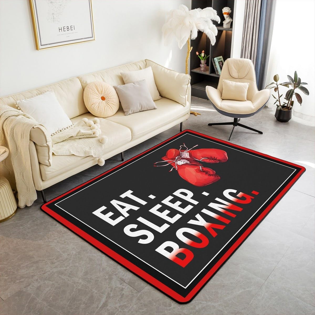 Kids Boxing Gloves Carpet Boxing Sport Theme Area Rug Indoor Entryway ...