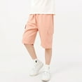 thumbnail image 1 of Kids Boy Cargo Shorts Loose Casual Drawstring Elastic Waist Outdoor Shorts with Pocket Shorts Boys 7-8 Years Boys Clothes, 1 of 8
