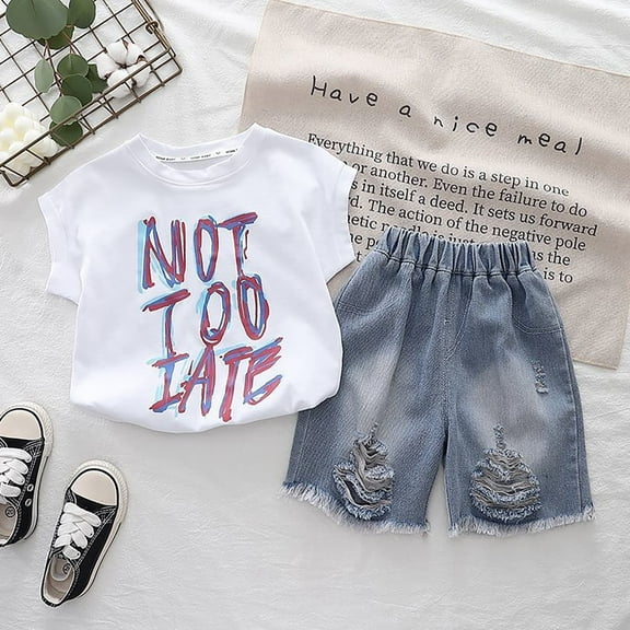 Kids Boy Clothes Letter Shirt Short Sets Pullover Summer Clothing Baby Boy'S Clothing 3-4 Years Cute Boy Clothing
