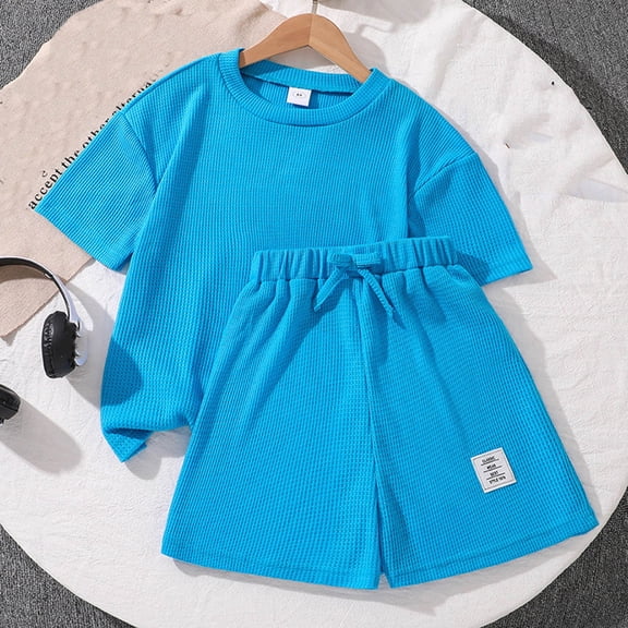 Kids Boy Clothes Solid Short Sleeve Tops Shorts Crew Neck Newborn Boy Summer Clothes 9 Years Baby Boy Clothes Cute&nbsp;Boy&nbsp;Clothing