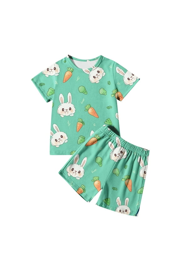 Kids Boy Easter Outfits Cute Print Short Sleeve Boys Easter Shirt and Shorts Set 2Pcs Easter Kids Boy Outfit 9-10 Years