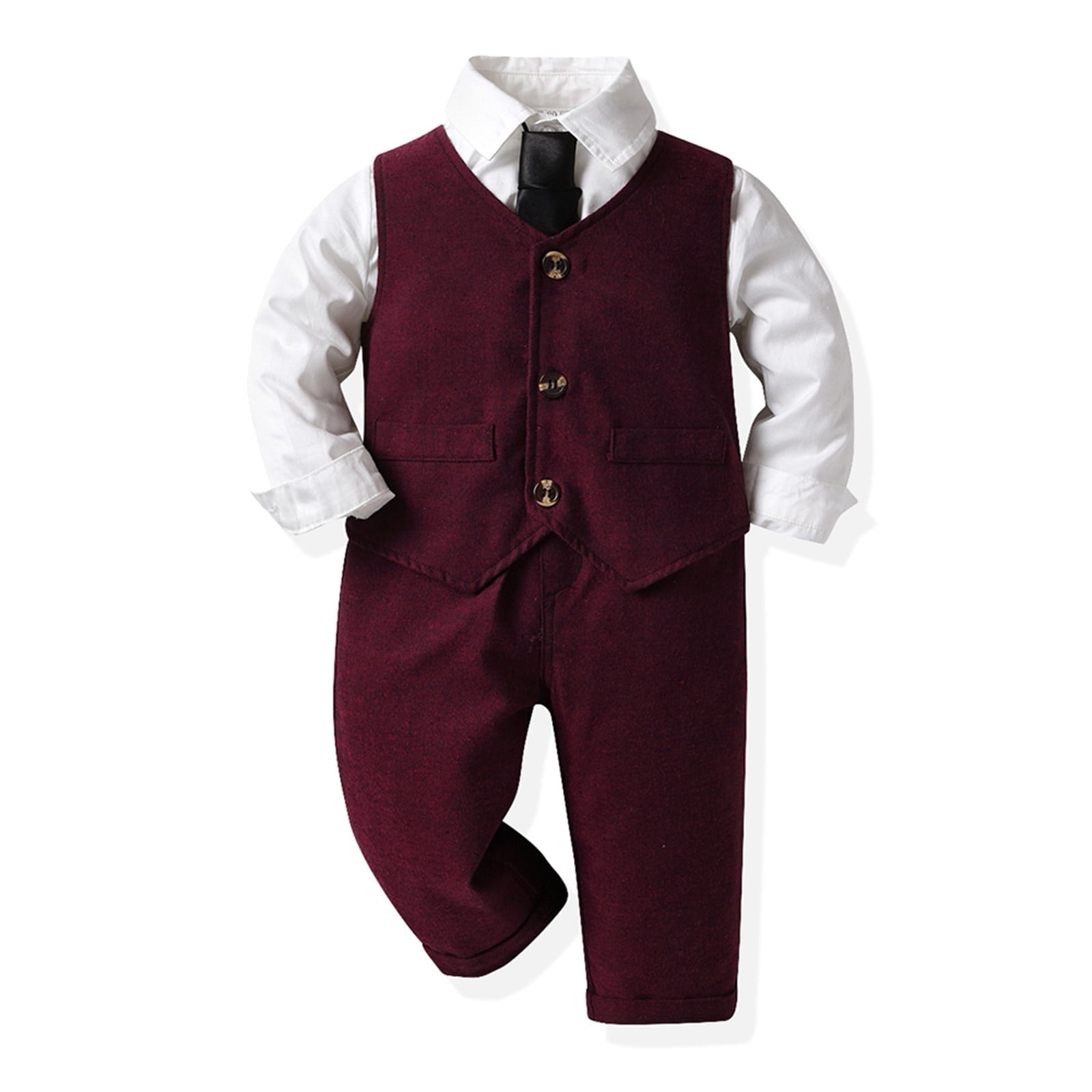 Kids Boy Gentleman Outfit Set Collared Dress Shirt Vest Pants Easter Baby Boy Outfit Baby Boy Outfit 6-7 Years