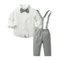 thumbnail image 1 of Kids Boy Gentleman Wedding Outfit Formal Dress Shirt Suspenders Pants Baptism Outfits for Boys Summer Baby Boy Clothes 4-5 Years, 1 of 4