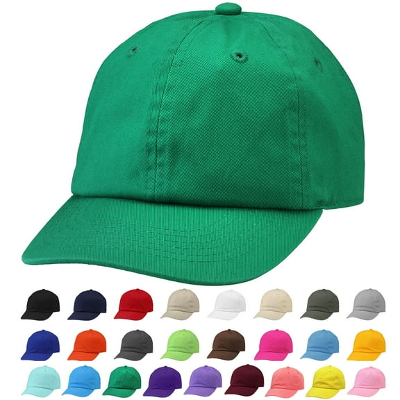 Kids Boy Girl Baseball Cap Hat Soft Cotton Lightweight Adjustable Size for 2-5 Years Kelly Green