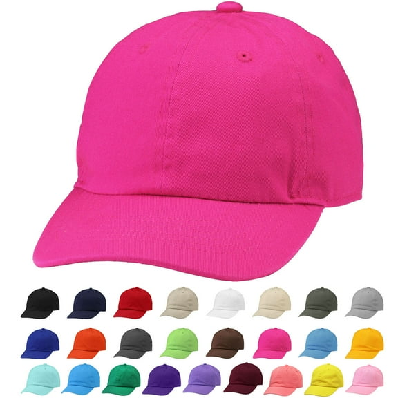 Kids Boy Girl Baseball Cap Hat Soft Cotton Lightweight Adjustable Size for 6-9 Years Hot Pink