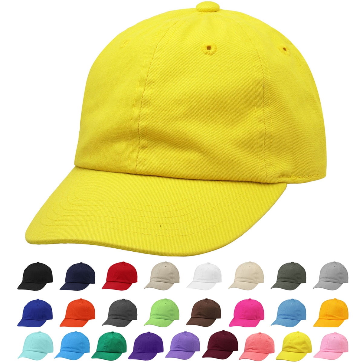 キャップcaps kids six 7'6#3 Soft Cotton Yellow Baseball Cap Hat for Kids, Adjustable