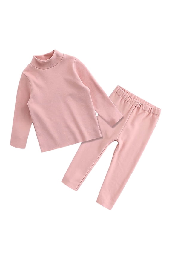 Kids’ Boy Girl Cotton Thermal 𝐔nderwear Set Winter Top & Long 𝐉ohns Turtleneck Base Layer Shirt & Pants Toddler Baby