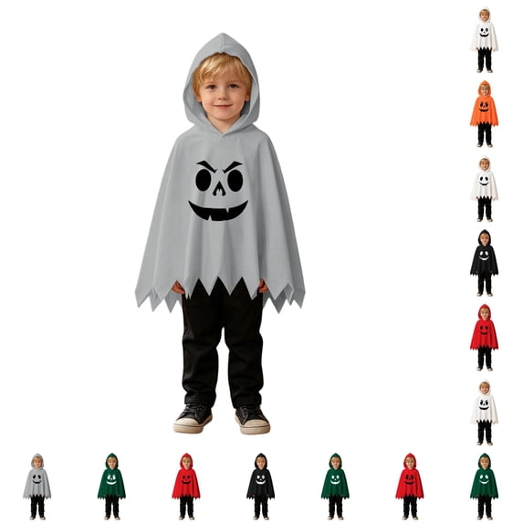 Kids Boy Girl Ghost Costume 2 Piece Soft Halloween Hooded Cloak Black Pants Kids Halloween Costumes